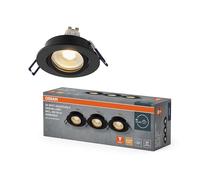 Osram Spot Set Spot LED encastrable DIM 6 W Noir 85 mm, 500 lm 2 700 K Blanc chaud, IRC ≥ 80, Aluminium dimmable, lot de 3