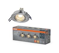 Osram Spot Set Spot LED encastrable DIM 6W 827 nickel satiné 85mm, 500lm 2700K blanc chaud, IRC≥80, aluminium dimmable, lot de 3
