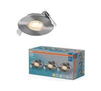 Osram Spot Set Spot LED encastrable DIM IP44 4,9W nickel satiné, lot de 3 salle de bain dimmable orientable, blanc chaud 2700K