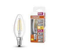 OSRAM Superstar + Classic B Fil 25 LED lampe, E14, Mini-Tens Shape, 2,2W, 300lm, 2700K, Lumière blanche chaude, charge pour les yeux inférieure, moustiquable
