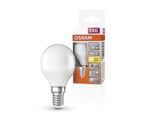 Osram Superstar + Classic P 40 FR LED lampe, base E14, MiniBall Shape, 4,9W, 470LM, 2700K, lumière blanche chaude, teneur en bleu considérablement réduite, charge des yeux inférieure