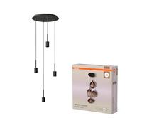 Osram Suspension Decor Needle Plate 4xE27, gris foncé, acier, câble textile 2 m, minimaliste