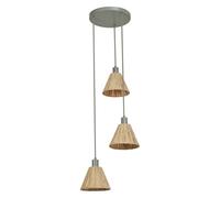 OSRAM Suspension Decor Raffia Plate verte en raphia et métal, 3xE27, diamètre 43