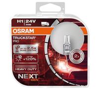 OSRAM TRUCKSTAR PRO H1, Lampe de phare halogène, 64155TSP-HCB, 24V véhicule utilitaire, boîte duo (2 pièces), Duo Box, Argenté.