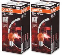 Osram TRUCKSTAR PRO PY21W, lampe de signalisation halogène, 7510TSP, lampe de camion 24V, étui (10 lampes) (Lot de 2)