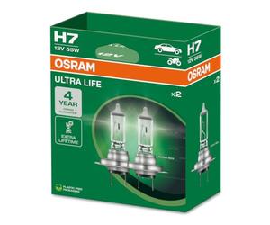OSRAM ULTRA LIFE, H7, lampes de phares halogènes, boîte pliante suspendue (2 lampes), white