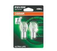 OSRAM ULTRA LIFE P21/5W Lampe de signalisation halogène, feu stop, feu antibrouillard arrière, 7528ULT-02B, 12V véhicule de tourisme, blister double (2 pièces)
