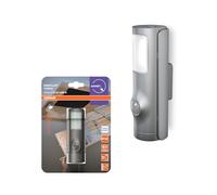 OSRAM Veilleuse LED argentée, fonction lampe de poche 2 en 1, capteur de lumière, détecteur de mouvement, fonctionne sur batterie, protection contre les projections d'eau IP54