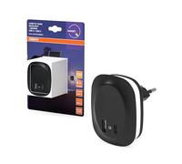 OSRAM Veilleuse LUNETTA EDGE, noire, 0,35 W, 10 lm, lumière blanche chaude, capteur de lumière du jour, connexion USB-A et USB-C, technologie LED, fonction de charge, longue durée de vie, 3 000 K