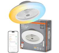 Osram Ventilateur de plafond WiFi avec éclairage LED, couleur de lumière blanc chaud à blanc lumière du jour, 3000 lumens, contrôle par application et télécommande, variable, blanc