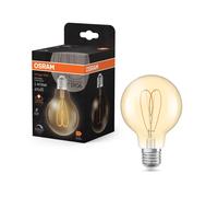 OSRAM Vintage 1906 Globe est une blanc chaud à intensité variaben forme de bouclassique avec filament. Il offre 4,9 W pour 470 lm,E27, verre doré, diamètre 80 mm, 2200 K, EEK F.