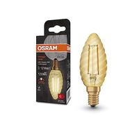 Osram Vintage 1906® Classic BW Fil LED lampe, E14, bougie torsadé, or, 1,5 W, 120lm, 2400k, couleur confort chaude, consommation très faible, durée de vie à long terme