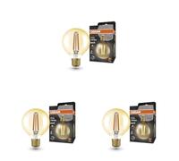 Osram Vintage 1906® Classic GLOBE80 FIL 60 LED lamp, E27, dimmable, spherical, gold, 7.2W, 806lm, 2400K, reduced warm white light, low energy consumption, long life (Lot de 3)