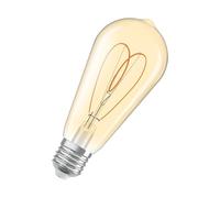 Osram Vintage 1906 Edison est une blanc chaud à intensité variaben forme d'ampouEdison avec filament. Il offre 4,9 W pour 470 lm,E27, verre doré, diamètre 64 mm, 2200 K, EEK F.