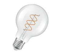 OSRAM Vintage 1906 Globe est une blanc chaud à intensité variaben forme de bouclassique avec un filament en spirale. Eloffre 7,2 W pour 806 lm,E27, verre transparent, diamètre 80 mm.