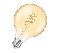 Osram Vintage 1906 Globe est une blanc chaud avec un filament en spiraen forme de bouclassique. Il propose 3,4 W pour 470 lm,E27, verre doré, diamètre 95 mm, 2700 K.