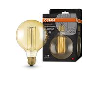 OSRAM Vintage 1906 gold tinted LED lamp, 5.8W, 470lm, globe shape with 125mm diameter & E27 base, warm white light, straight filament, dimmable, life of up to 15,000 hours