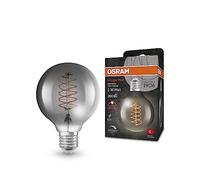 OSRAM Vintage 1906 lampe à LED avec teinte fumée, 7,8W, 360 lm, forme de balle avec 80 mm de diamètre et sockel E27, couleur de lumière blanche chaude, filament en spirale, dimmable de durée de vie