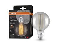 OSRAM Vintage 1906 smoke tinted LED lamp, 11W, 500lm, globe shape with 95mm diameter & E27 base, warm white light, straight filament, dimmable, life of up to 15,000 hours