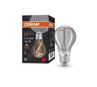 Osram Vintage 1906 smoke tinted LED lamp, 3.4W, 100lm, classic bulb shape (Classic A) with E27 base, warm white light, non-dimmable filament, life of up to 15,000 hours