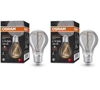 Osram Vintage 1906 smoke tinted LED lamp, 3.4W, 100lm, classic bulb shape (Classic A) with E27 base, warm white light, non-dimmable filament, life of up to 15,000 hours (Lot de 2)