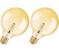 Osram Vintage Edition 1906 Ampoule LED à Filament - Culot E27 - Forme Globe 125mm Or Ambrée - Dimmable - Blanc Chaud 2400K - 6.5W (Lot de 2)