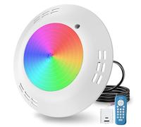 OSREE 35W Projecteur Piscine LED Montage en Surface, Lampe Piscine RGB Multicolore Dimmable 1400lm, Ø275mm, Minuterie 2/4/6H, Étanche IP68 Remplie Résine Ampoule LED Piscines avec Télécommande, 12V AC