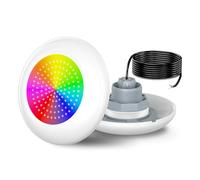 OSREE Lampe LED Piscine Vissable avec Filetage 2", 15W Projecteur Piscine RGB Multicolore, 600lm, Ø190mm, 12V AC Étanche IP68 Remplie Résine Spot pour Piscines Hors-Sol en Acier, Sans Télécommande