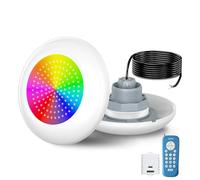 OSREE Lampe LED Piscine Vissable avec Filetage 2", 15W Projecteur Piscine RGB Multicolore avec Télécommande, 600lm, Ø190mm, 12V AC Étanche IP68 Remplie Résine Spot pour Piscines Hors-Sol en Acier