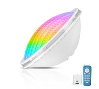 OSREE Projecteur Piscine LED PAR56, 20W RGB Ampoule Piscine Dimmable Changement Couleur 800lm, Lampe de Piscines avec Télécommande, Minuteur 2/4/6H, IP68 Étanche pour Piscines Liner et Béton,12V AC