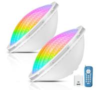 OSREE Projecteur Piscine LED PAR56, 20W RGB Ampoule Piscine Dimmable Couleur 800lm, Lampe de Piscines avec Télécommande, Minuteur 2/4/6H, IP68 Étanche pour Piscines Liner et Béton, 12V AC, Lot de 2