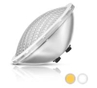 OSREE Projecteur Piscine LED PAR56, 30W Edelstahl 316L Lampe Piscine Non dimmable 2400lm, IP68 Étanche Ampoule Spot Piscine pour Piscines Liner, Coque et Béton, 12V AC/DC, Blanc Chaud