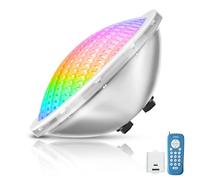 OSREE Projecteur Piscine LED PAR56, 30W RGB Lampe Piscine Dimmable Couleur 1200lm, Minuteur 2/4/6H, Edelstahl 316L Ampoule Piscines avec Télécommande, IP68 Étanche Spot pour Piscines Béton,12V AC
