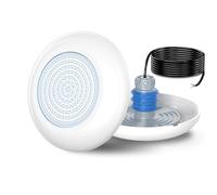 OSREE Projecteur Piscine Vissable avec Filetage 1,5", 12W LED Spot Piscine 6000K Non Dimmable, 1200lm, Ø190mm, 12V AC/DC Étanche IP68 Remplie Résine Lampe Fixer sur Prise Balai pour Piscines Béton