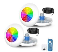 OSREE Projecteur Piscine Vissable avec Filetage 1,5", 15W RGB Spot LED Piscine Multicolore Contrôle avec Télécommande,Ø190mm,12VAC Étanche IP68 Remplie Résine Lampe pour Piscines Béton, Lot de 2