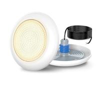 OSREE Projecteur Piscine Vissable avec Filetage 1,5", 18W LED Spot Piscine 3000K Non Dimmable, 1440lm, Ø242mm, 12V AC/DC Étanche IP68 Remplie Résine Lampe Fixer sur Prise Balai pour Piscines Béton