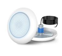 OSREE Projecteur Piscine Vissable avec Filetage 1,5", 18W LED Spot Piscine 6000K Non Dimmable, 1800lm, Ø242mm, 12V AC/DC Étanche IP68 Remplie Résine Lampe Fixer sur Prise Balai pour Piscines Béton