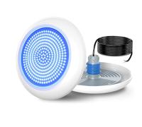 OSREE Projecteur Piscine Vissable avec Filetage 1,5", 18W LED Spot Piscine Lumière Bleue Non Dimmable Ø242mm, 12V AC/DC Étanche IP68 Remplie Résine Lampe Fixer sur Prise Balai pour Piscines Béton