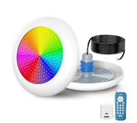 OSREE Projecteur Piscine Vissable avec Filetage 1,5", 25W RGB Spot LED Piscine Multicolore Contrôle avec Télécommande,Ø242mm,12VAC Étanche IP68 Remplie Résine Lampe sur Prise Balai pour Piscines Béton