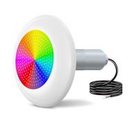OSREE Projecteur Piscine Vissable avec Filetage 2", 15W Lampe Piscine RGB Multicolore 600lm, Ø190mm, 12V AC Remplie Résine Spot Piscines pour Préfabriquées Fibre,Hors-Sol Bois,Sans Télécommande