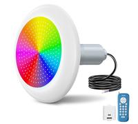 OSREE Projecteur Piscine Vissable avec Filetage 2", 25W Lampe Piscine RGB Multicolore avec Télécommande 1000lm, Ø242mm, 12V AC Remplie Résine Spot Piscines pour Préfabriquées Fibre,Hors-Sol Bois
