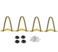 Osring 4 Inch Hairpin Legs Solid Steel Furniture Table Leg 4pcs, Heavy Duty Hairpin Feet 3/8” Dia 2 Rods Furniture Legs Golden with Protector Pads for TV Stand, Wood Table and Coffee Table