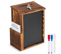 Osrioal Boîte à suggestions en bois verrouillable avec tableau noir et 3 stylos, boîtes de don de comptoir pour œuvres caritatives, urnes murales pour recueil des commentaires
