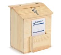 Osrioal Boîte à suggestions en bois verrouillable avec tableau noir et 3 stylos, boîtes de dons pour œuvres caritatives, urnes pour recueil des commentaires 19,6 x 14 x 29,5 cm