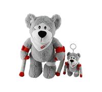 Ossenberg OssenBären Lot d'ours en peluche avec béquilles - Adorable ours en peluche avec béquilles rouges et blanches - 1 x grand, 1 x petit avec anneau porte-clés