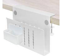 osseph Rangement de bureau latéral 2 en 1, 30,5 x 20,3 cm, organiseur à pince avec coussinet anti-rayures et porte-stylo magnétique, sans perçage, support pour ordinateur portable, convient aux bords