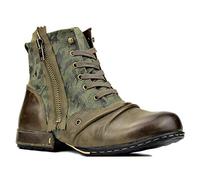 osstone Bottes de Cow-Boy Moto pour Hommes Mode Zipper-up Bottes Chukka en Cuir Chaussures décontractées OS-5008-8-Green-9