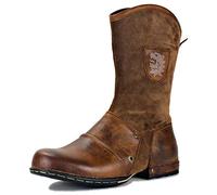 osstone Bottes de Cow-Boy Moto pour Hommes Mode Zipper-up Bottes Chukka en Cuir Chaussures décontractées OS-5008-1-H1-Brown-8
