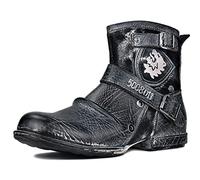 osstone Bottes de Moto Cowboy pour hommes Mode Zipper Bottes Chukka en cuir Chaussures décontractées OS-5008-1-AI-9.5