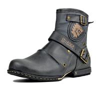 osstone Bottes de Moto pour hommes Mode Zipper-up Bottes Chukka en cuir Chaussures décontractées OS-5008-1-M